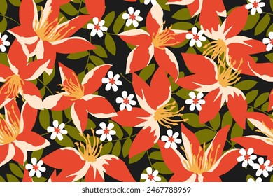 Floral seamless pattern, modern floral design for fabric, cotton, wallpaper, satin, gift wrap, carpet.
