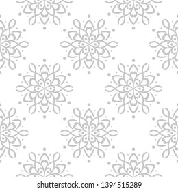 Floral seamless pattern. Monochrome background with gray flowers