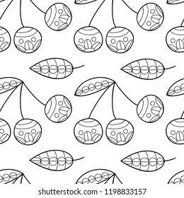 Floral seamless pattern. Monochrome doodle print. Black and white illustration.