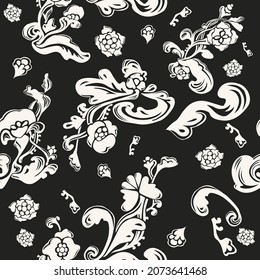 Patrón floral sin fisuras. Fondo vectorial sin fin monocromo.