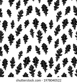 Floral seamless pattern with monochrome exotic leaves, modern background. Tropic black and white branches. Fashion vector stock illustration for wallpaper, posters, card, fabric, textile.
