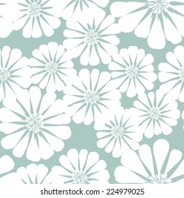 Floral seamless pattern. Monochrome texture with daisy flowers. Pastel cute background