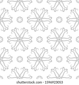 Floral seamless pattern. Monochrome white background with gray flowers. Vector illustration