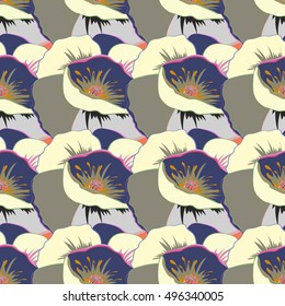 Floral seamless pattern with multicolor bright summer flowers. Endless multicolored vector texture for romantic design, decoration, posters, advertisement, for textile print and fabric.