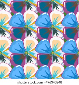 Floral seamless pattern with multicolor bright summer flowers. Endless multicolored vector texture for romantic design, decoration, posters, advertisement, for textile print and fabric.