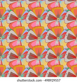 Floral seamless pattern with multicolor bright summer flowers. Endless multicolored vector texture for romantic design, decoration, posters, advertisement, for textile print and fabric.