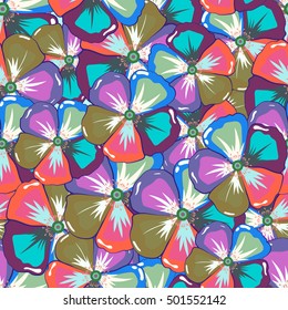 Floral seamless pattern with multicolor bright summer flowers. Endless multicolored vector texture for romantic design, decoration, posters, advertisement, for textile print and fabric.