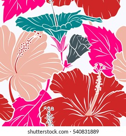 Floral seamless pattern with multicolor bright summer flowers, leaves and buds on neutral background. Endless multicolored vector texture for romantic design, printing, posters, textile print, fabric.