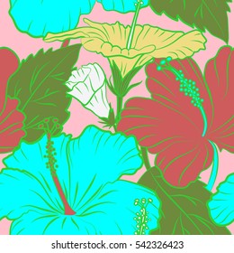 Floral seamless pattern with multicolor bright summer flowers, leaves and buds on neutral background. Endless multicolored vector texture for romantic design, flyers, posters, textile print and fabric