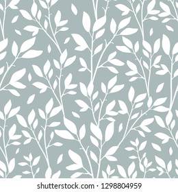 Floral seamless pattern in natural farmhouse style with cute simple branches, flowers, leaves for textiles, fabric, wallpaper, wrapping paper, homeware, home decor, web design