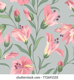 Floral seamless pattern. Nature vegetation background. Flourish wallpaper with  flowers.