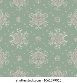 Floral seamless pattern. Olive green background with pale pink flower elements for wallpapers, textile and fabrics