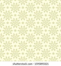 Floral seamless pattern. Olive green background. Vector illustration