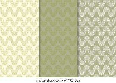 Floral seamless pattern. Olive green abstract background