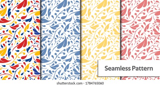 floral seamless pattern on 3 colors, abstract, vector illustration