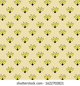 floral seamless pattern on background with yellow flowers. simple hand drawn seamless pattern for clothing, printing, texture, tiles etc.