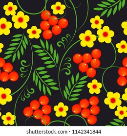 floral seamless pattern on a black background