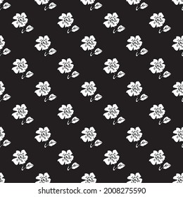 Patrón floral sin fisuras sobre fondo negro. Ilustración vectorial romántica. Elemento de diseño para tela, papel pintado o papel envolvente.