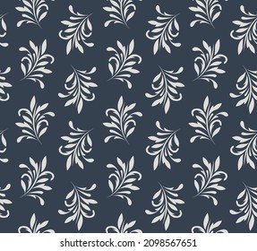 Floral seamless pattern on black background. Oriental texture for fabric, wrapping, wallpaper and paper.