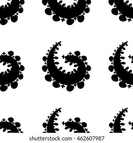 Floral seamless pattern on black background. Vector illustration.