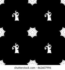Floral seamless pattern on black background. Vector illustration.