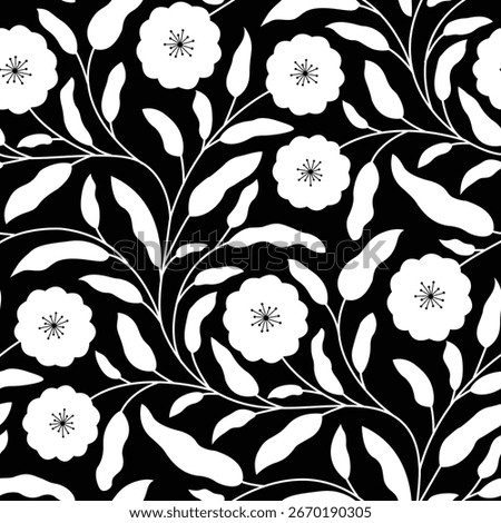 floral seamless pattern on black background