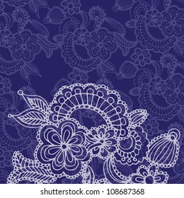 floral seamless pattern on blue