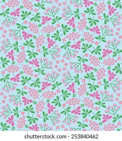Floral  Seamless Pattern on blue background.