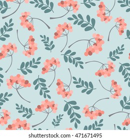 Floral seamless pattern on blue background. Vector illustration