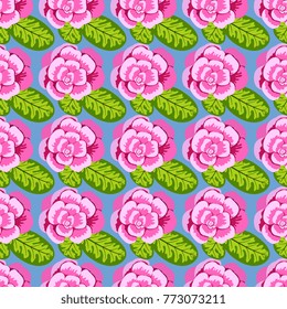 Floral seamless pattern on blue background.