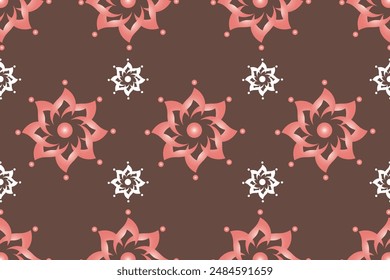 Floral seamless pattern on brown background.Vector illustration design for fabric,wallpaper, capet,cloth and paper.