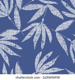 Floral Seamless Pattern on  Canvas Texture. Vector Background.