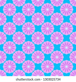 Floral seamless pattern on the cyan background