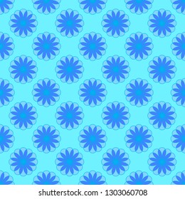 Floral seamless pattern on the cyan background