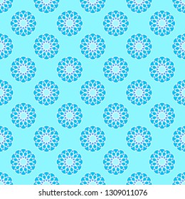 Floral seamless pattern on the cyan background