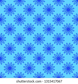 Floral seamless pattern on the cyan background