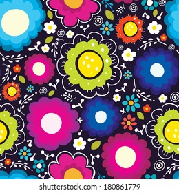 Floral seamless pattern on dark background
