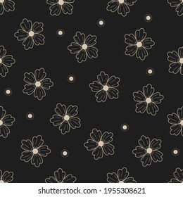 Floral seamless pattern on a dark background. Vector graphics.