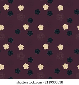 floral seamless pattern on dark background random stylized flowers