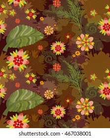 Floral seamless pattern on a dark background