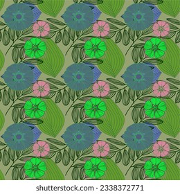 
patrón floral sin soldadura sobre fondo gris, vector