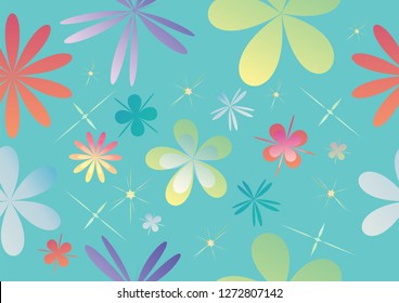 Floral seamless pattern on green background blooming colorful flowers Botanical Motifs scattered random. vector texture. Elegant template for fashion and 
Gift Wrap prints. 