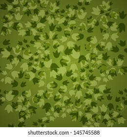  Floral seamless pattern on green background.Vector illustration
