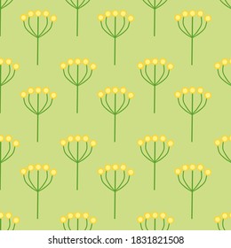 Patrón floral sin fisuras sobre fondo verde. Papel de pared de repetición de flores. Diseño plano. Ilustración botánica. 