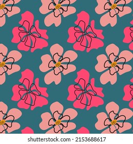 Floral seamless pattern on a green background. Floral background for fashion, wallpaper, print. Fashionable floral vector design.