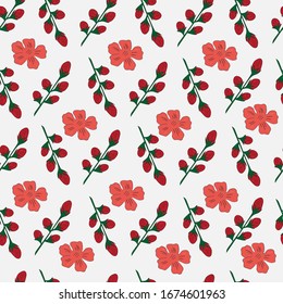 Patrón floral sin fisuras sobre fondo gris. Para tela, papel pintado, sitio web, portada, impresión.