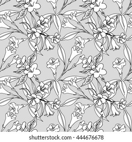 Floral Seamless Pattern on Grey Background