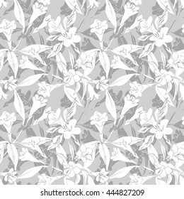 Floral Seamless Pattern on Grey Background