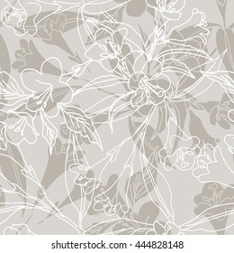 Floral Seamless Pattern on Grey Background