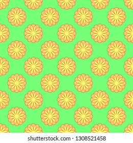 Floral seamless pattern on the neon green background